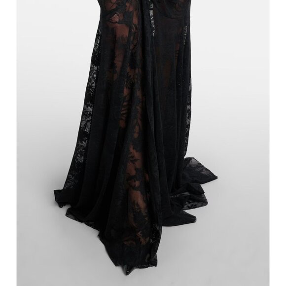 Norma Kamali Long Sleeve V Neck Shirred Front Fishtail Gown in Black Medium New - Picture 14 of 16